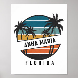 Retro Anna Maria Beach Florida Surfboard Surfing Poster