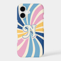 Rétro années 70 Sunburst Rose Bleu Jaune