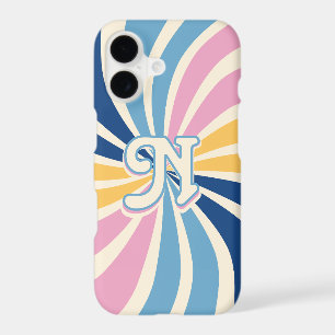Rétro années 70 Sunburst Rose Bleu Jaune