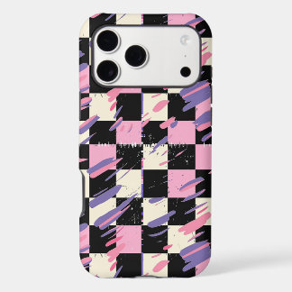 Rétro Années 80 Rose Violet Damier iPhone Samsung
