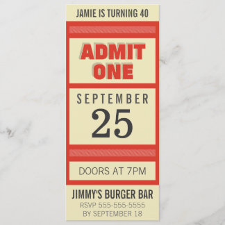 Retro Anniversaire Événement Ticket Invitation
