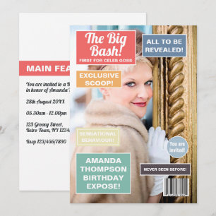 Retro Anniversaire Magazine Couverture Invitation