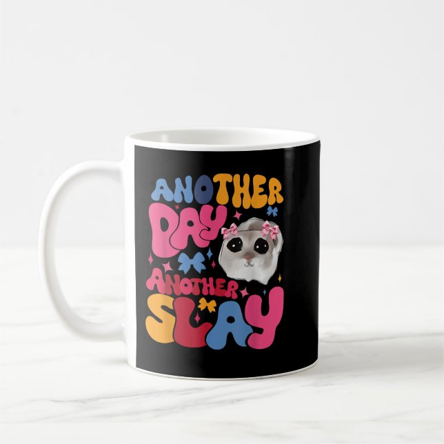 Retro Another Day Another Slay Tiny Hamster Coffee Mug (Left)