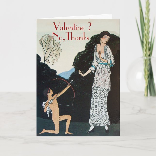 RETRO ANTI VALENTINE'S DAY  RED WAX SEAL MONOGRAM HOLIDAY CARD (Front)