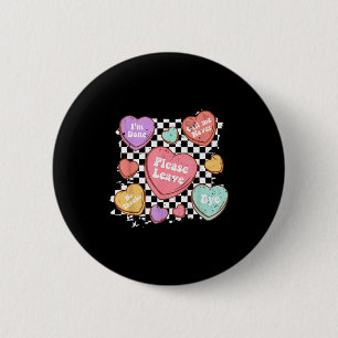 Retro Anti Valentines Funny Valentine Candy Heart  2 Inch Round Button