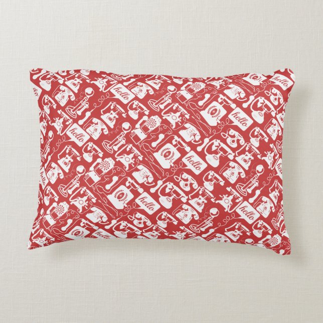 Retro  Any Colour Telephone Pattern Accent Pillow (Back)