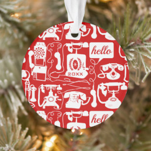 Retro Any Colour Telephone Pattern Ornament