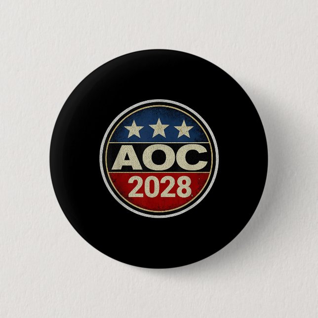 Retro Aoc 2028 Fight Oligarchy Protest Resist Bern 2 Inch Round Button (Front)