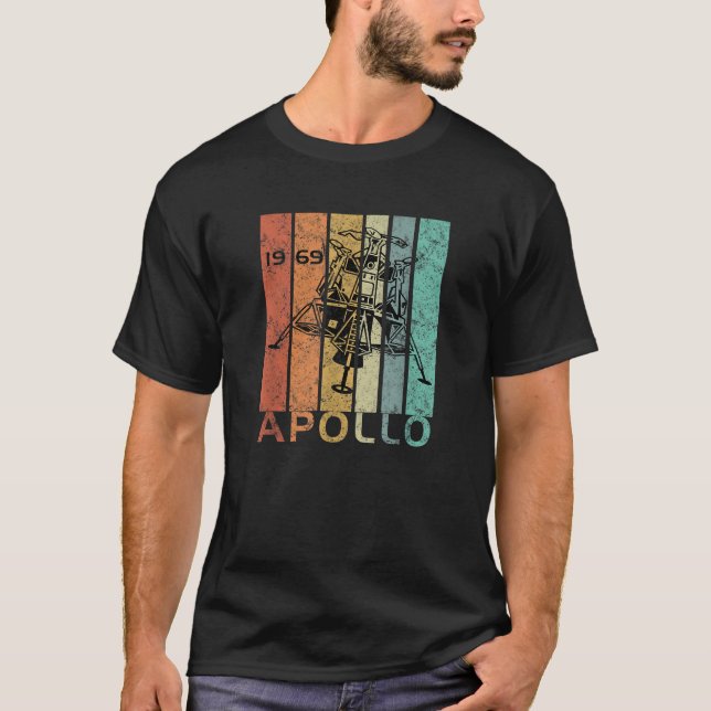 Retro Apollo 11 50th Anniversary Moon Landing 1969 T-Shirt (Front)