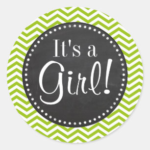 Retro Apple Green Chevron Stripes; Chalkboard look Classic Round Sticker