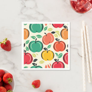 Retro Apple Orchard Harvest Party Napkin