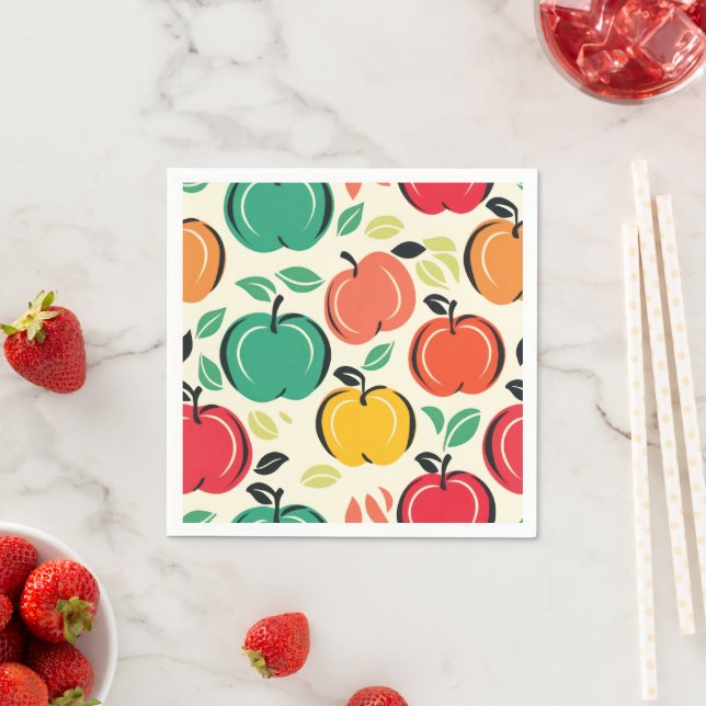 Retro Apple Orchard Harvest Party Napkin (Insitu)