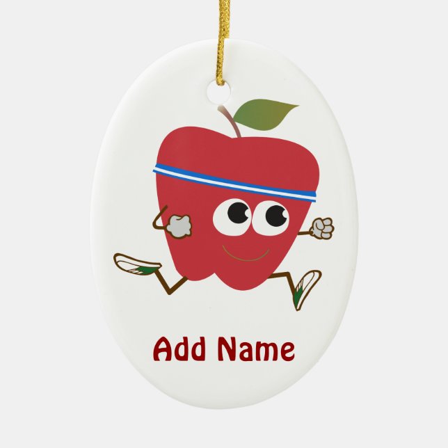 Retro Apple Runner Ceramic Ornament (Front)