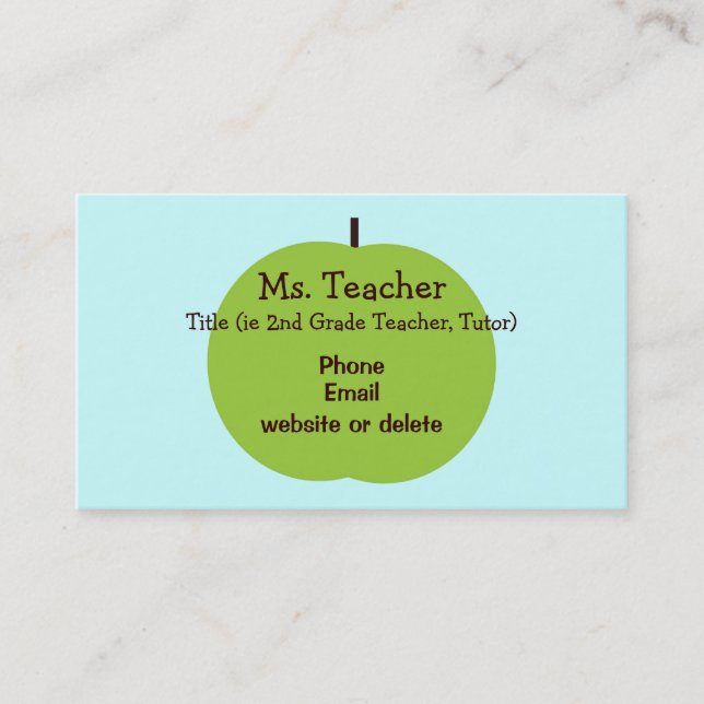 Retro Apple Teacher Business Card (Front)