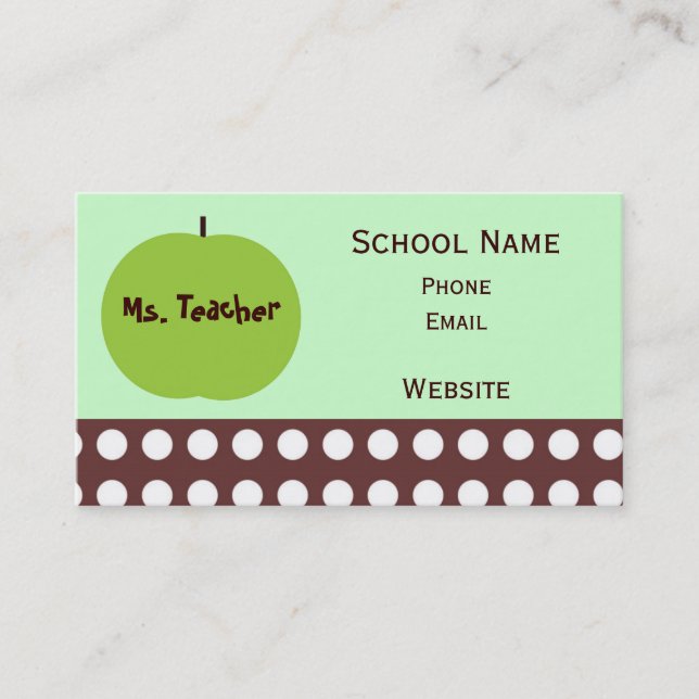 Retro Apple Teacher Business Cards (Front)