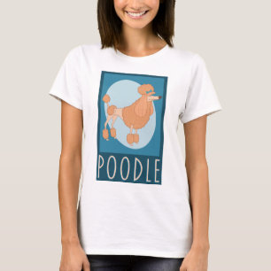 Retro Apricot Cartoon Poodle On Blue T-Shirt
