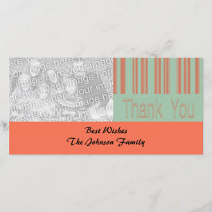 Retro aqua and orange stipes thank you card