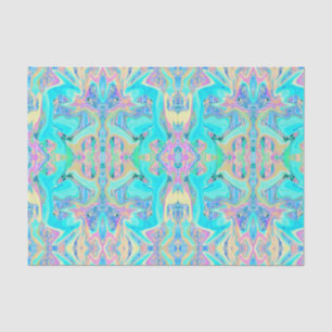 Retro Aqua Blue Liquid Art on Abstract Hydrangeas Tissue Paper