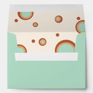 Retro Aqua Circle Two Tone 70s Groovy Wedding Envelope