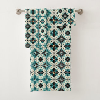 Retro Aqua Diamond Mid Century Modern Towel Set
