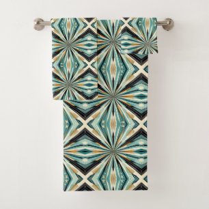 Retro Aqua Diamond Mid Century Modern Towel Set