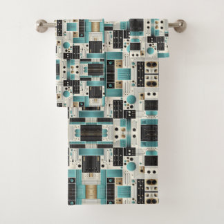 Retro Aqua Diamond Mid Century Modern Towel Set