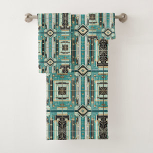 Retro Aqua Diamond Mid Century Modern Towel Set