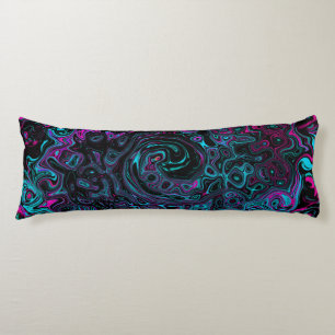 Retro Aqua Magenta and Black Abstract Swirl Body Pillow