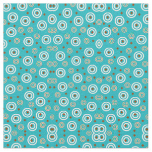 Retro Aqua Orange pattern Fabric