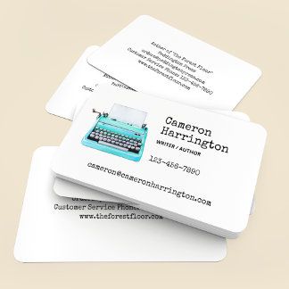 Retro Aqua Typewriter Scholarly 1960s Chic Business Card