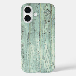 Retro Aqua Wood iPhone 16 Case
