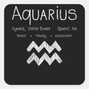 Retro Aquarius Star Sign Horoscope Birthday Gift Square Sticker