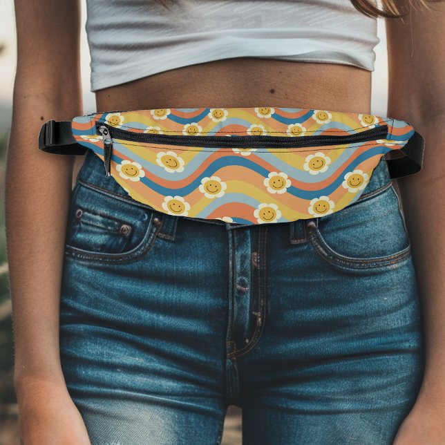 Retro Arc-en-ciel Smiley face Fleurs (Créateur téléchargé)