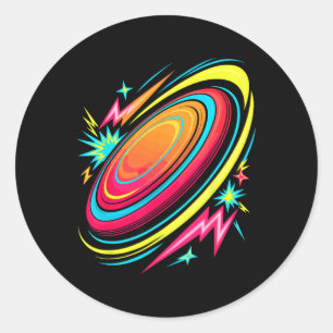 Retro Arcade Frisbee Disc Golf Flying Discs Golfin Classic Round Sticker
