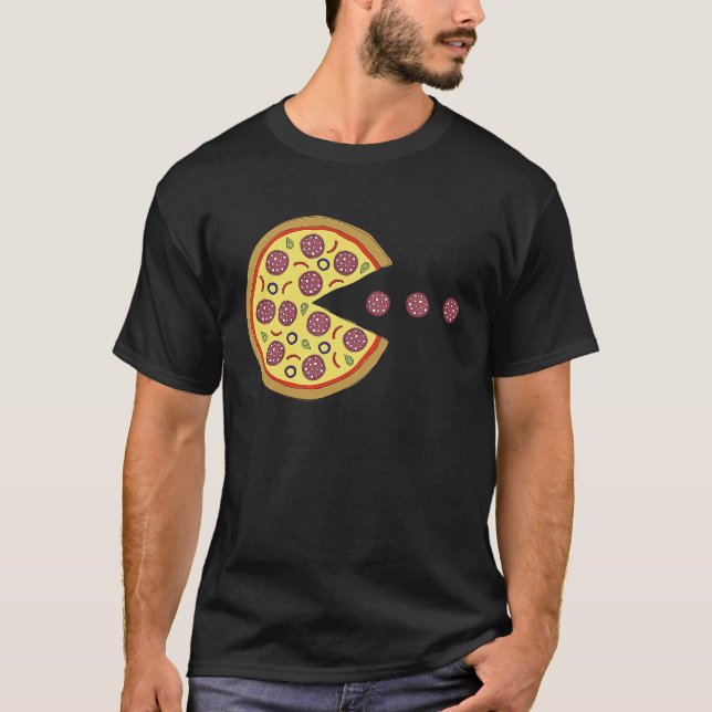 Retro Arcade Game  Pizza Salami   Classic Videogam T-Shirt (Front)