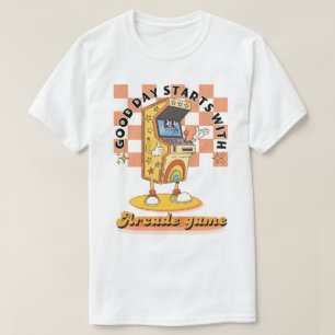 Retro Arcade Good Day Starts Design T-Shirt