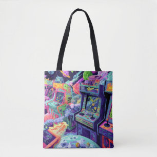 Retro Arcade Machines in Space Tote Bag