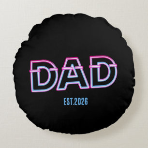Retro Arcade Neon DAD Custom Year Father's Day Gif Round Pillow