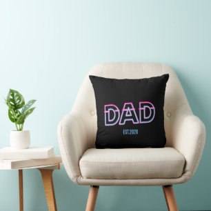 Retro Arcade Neon DAD Custom Year Father's Day Gif Throw Pillow