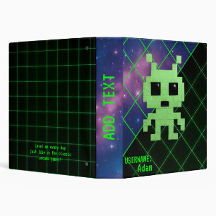 Retro Arcade Pixel Alien Binder