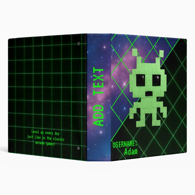 Retro Arcade Pixel Alien Binder (Background)
