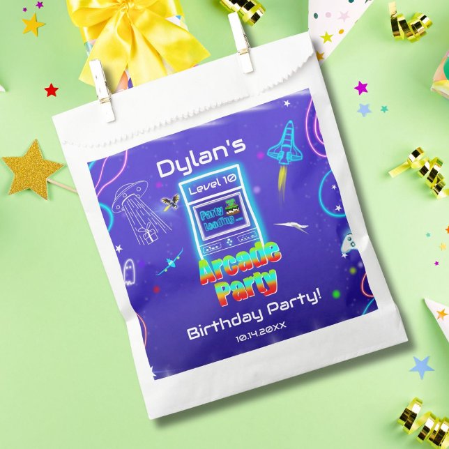 Retro Arcade Power Up Gaming Birthday Party Favour Bag (Creator Uploaded)