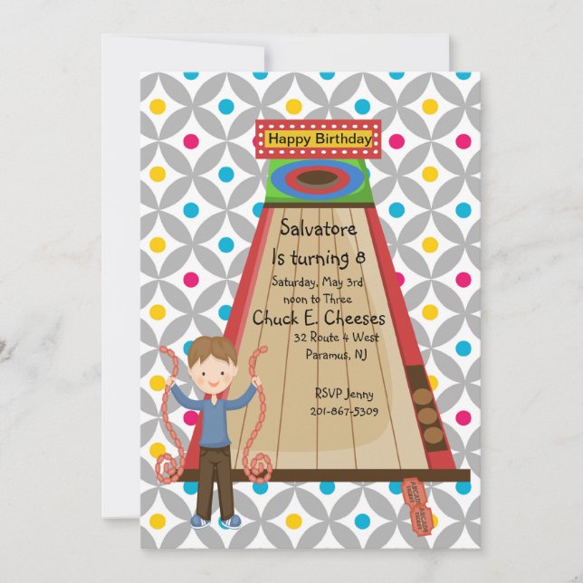 Retro Arcade Skee Ball Boys Birthday Invitation (Front)