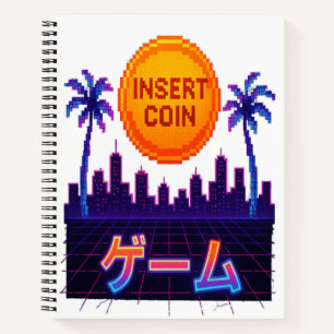 Retro Arcade Vibes – Insert Coin Pixel Art Design Notebook