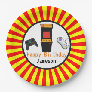 Retro Arcade Video Game Console Birthday Paper Plate