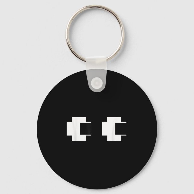 Retro Arcade Video Game Ghost Eyes Halloween Group Keychain (Front)