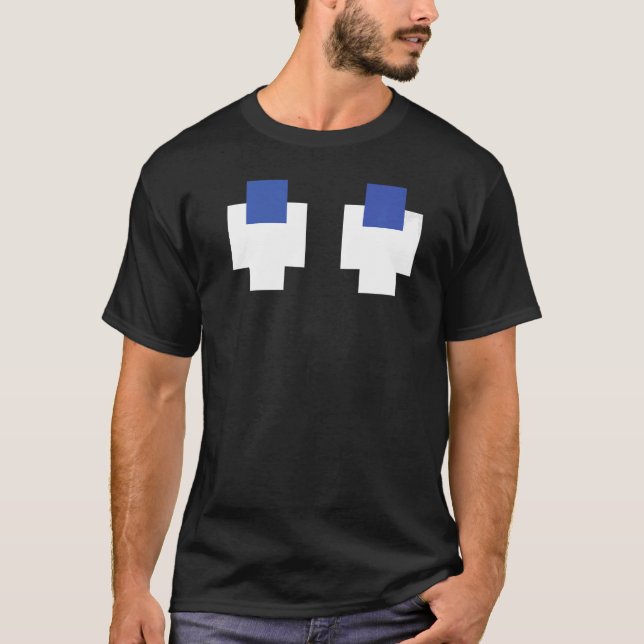 Retro Arcade Video Game Ghost  Looking Up T-Shirt (Front)