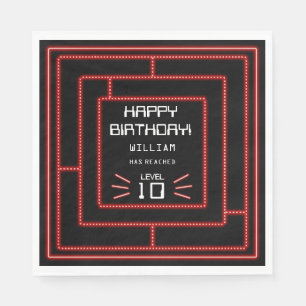 Retro Arcade Video Game Neon Kids Birthday  Napkin