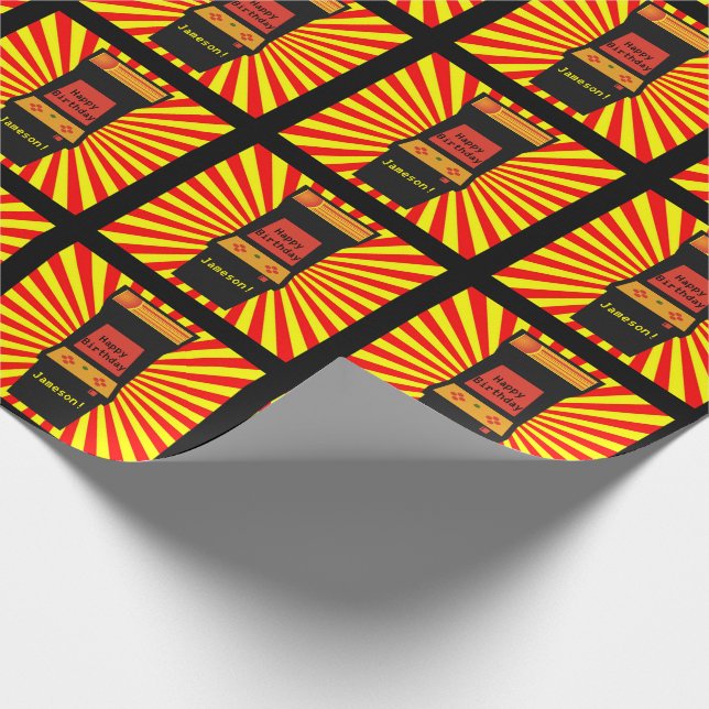 Retro Arcade Video Game Personalized Birthday Wrapping Paper (Corner)