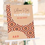Retro Arch & 70s Pattern Groovy Wedding Welcome Poster<br><div class="desc">A welcome sign to match our "Mid Modern Orange Retro Arch Wedding" invitations. Featuring a fun 70s pattern, two arches, and groovy typography, this sign includes the special date, and the couples' initials. More matching signs are available in our store. Feel free to message me with any questions - I'll...</div>